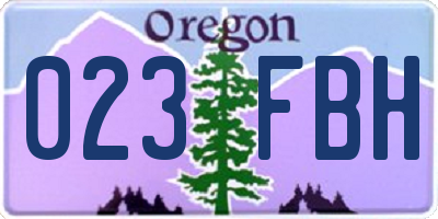 OR license plate 023FBH