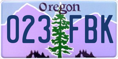 OR license plate 023FBK