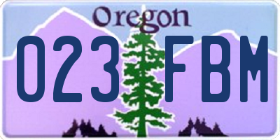 OR license plate 023FBM