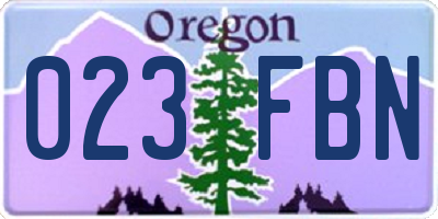 OR license plate 023FBN