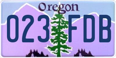 OR license plate 023FDB