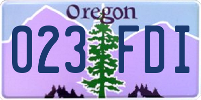 OR license plate 023FDI