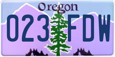 OR license plate 023FDW