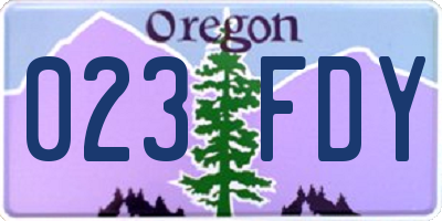 OR license plate 023FDY