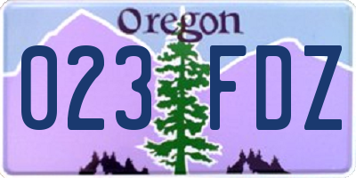 OR license plate 023FDZ