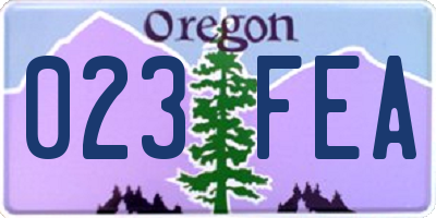 OR license plate 023FEA