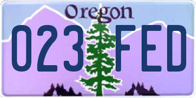 OR license plate 023FED