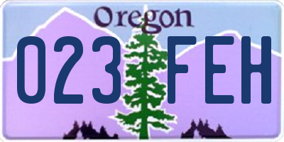OR license plate 023FEH