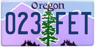 OR license plate 023FET