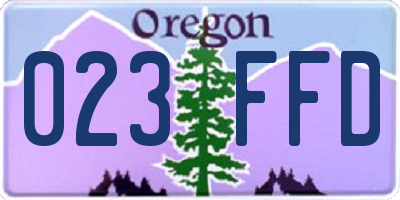 OR license plate 023FFD