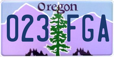 OR license plate 023FGA