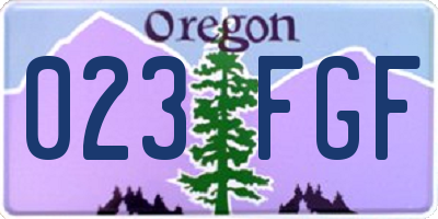 OR license plate 023FGF