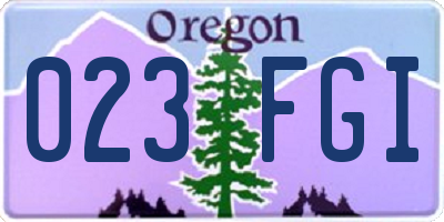 OR license plate 023FGI