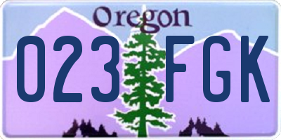 OR license plate 023FGK