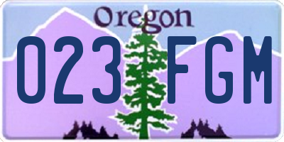 OR license plate 023FGM