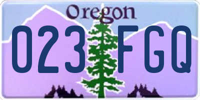 OR license plate 023FGQ