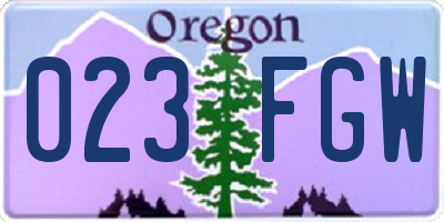 OR license plate 023FGW