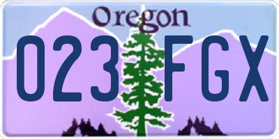 OR license plate 023FGX