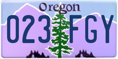 OR license plate 023FGY