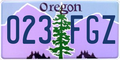 OR license plate 023FGZ