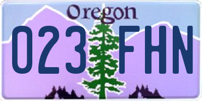 OR license plate 023FHN