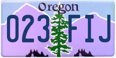 OR license plate 023FIJ