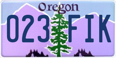 OR license plate 023FIK