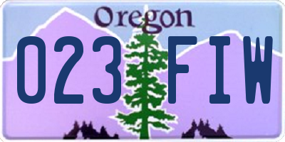 OR license plate 023FIW