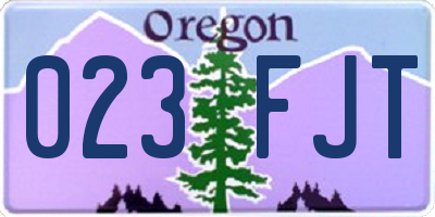 OR license plate 023FJT