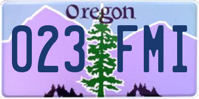 OR license plate 023FMI
