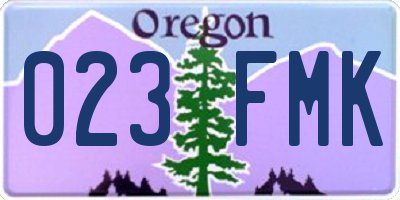 OR license plate 023FMK