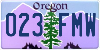OR license plate 023FMW