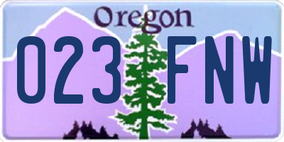 OR license plate 023FNW