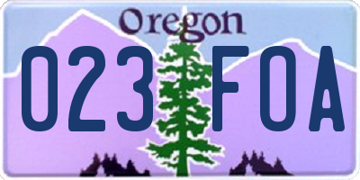 OR license plate 023FOA