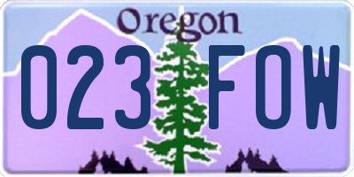 OR license plate 023FOW