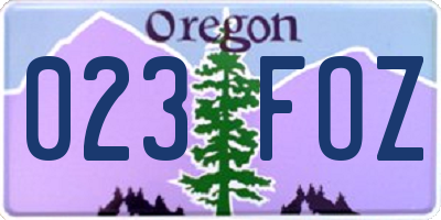 OR license plate 023FOZ