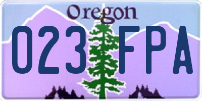 OR license plate 023FPA