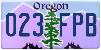 OR license plate 023FPB