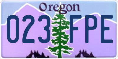 OR license plate 023FPE