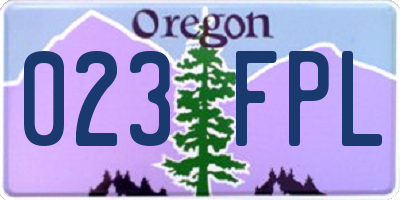 OR license plate 023FPL