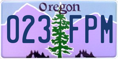 OR license plate 023FPM