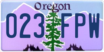 OR license plate 023FPW