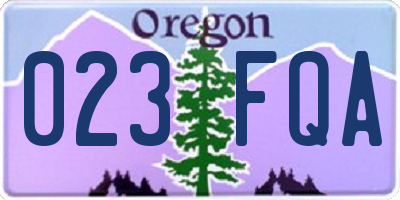 OR license plate 023FQA