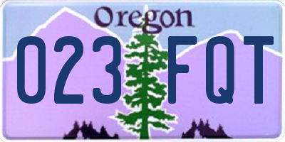 OR license plate 023FQT