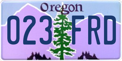 OR license plate 023FRD