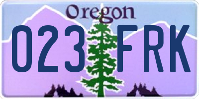 OR license plate 023FRK