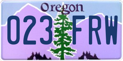 OR license plate 023FRW