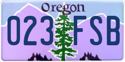 OR license plate 023FSB