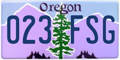 OR license plate 023FSG