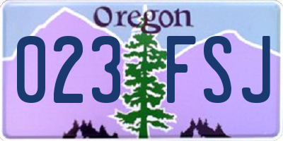 OR license plate 023FSJ